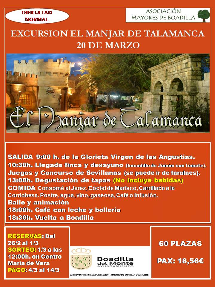 EL MANJAR DE TALAMANCA (20 MARZO 2024.  SALIDA A LAS 9:30 h)